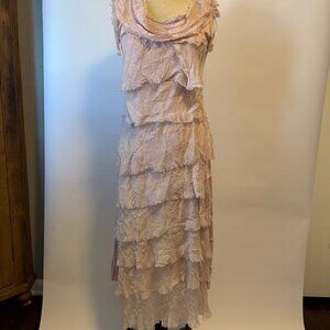 Scandal Italy Fut Silk Ruffle Dress - Chloe Vibes - Dusty Pink